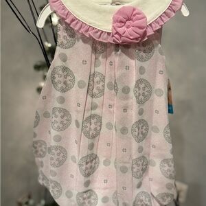 NWT, Pink and White Baby Dress with Floral Pattern